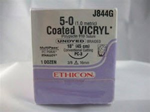Ethicon J844G Coated Vicryl Polyglactin 910 Absorbable Suture with Needle