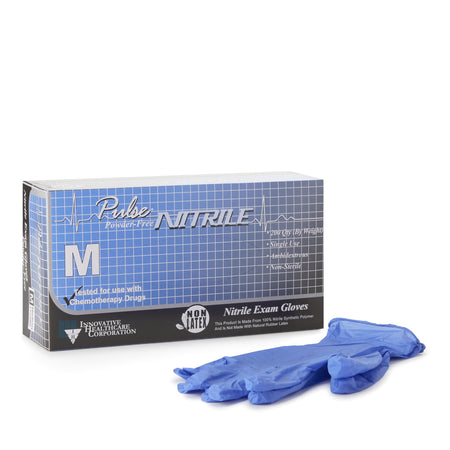 Innovative Healthcare 764270 Pulse Nitrile Exam Glove, Medium, Aqua Blue