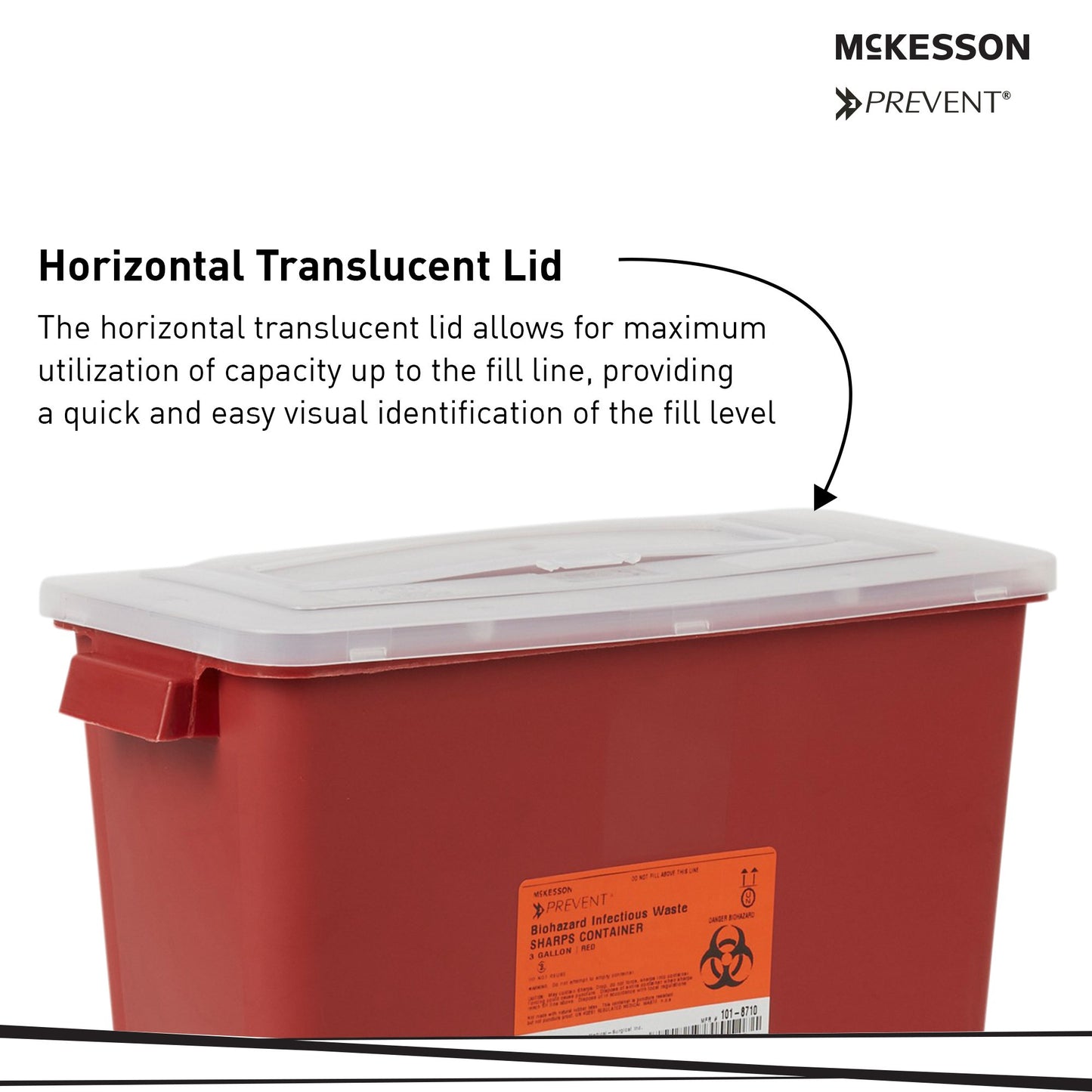 McKesson Prevent® Multi-purpose Sharps Container, 3 Gallon, 13.5 x 12.5 x 6 Inch