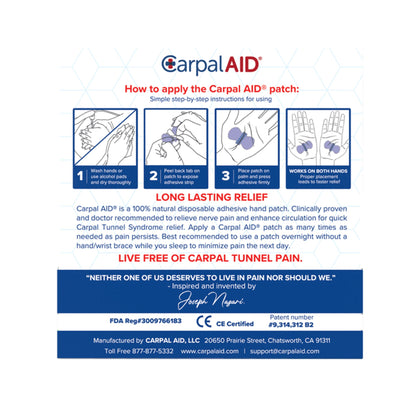 CarpalAid® Patch Pregnancy Hand-Based Carpal Tunnel Support, Small