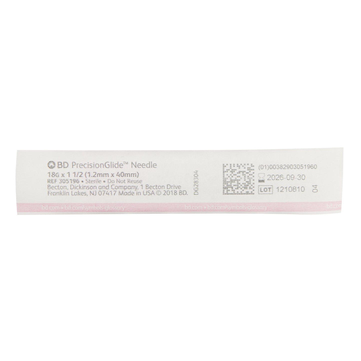 PrecisionGlide™ Hypodermic Needle, 18 Gauge, 1-1/2 Inch Length