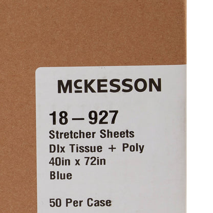 McKesson Blue Flat Stretcher Sheet, 40 x 72 Inch