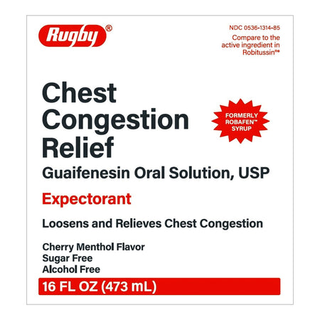 Major Pharmaceuticals 536131485 Rugby Chest Congestion Relief Guaifenesin Expectorant Cough Syrup, 16 ounces