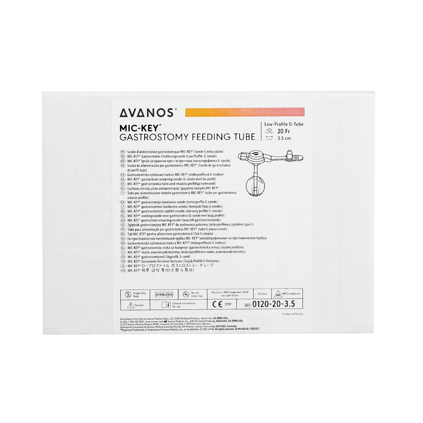 Mic-Key® Low Profile Gastrostomy Feeding Tube Kit, 20 Fr., 3.5 cm Tube