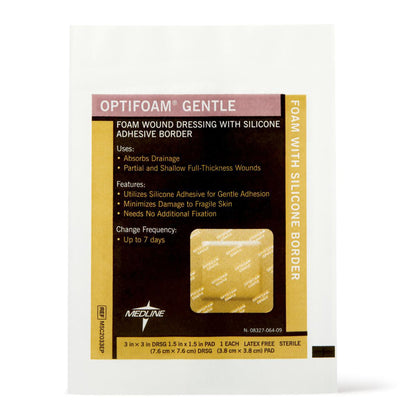 Foam Dressing Optifoam® Gentle 3 X 3 Inch With Border Waterproof Backing Silicone Border Square Sterile
