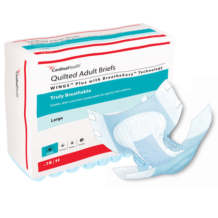 Cardinal 66134 Wings Quilted Plus with BreatheEasy Technology Incontinence Brief, Large