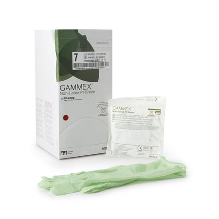 Ansell 20685270 Gammex Non-Latex PI Green Polyisoprene Surgical Glove, Size 7