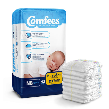 Attends 41536 Comfees Premium Baby Diapers, Unisex, Tab Closure, Newborn