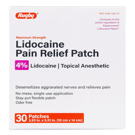 Major Pharmaceuticals 536120207 Rugby 4% Lidocaine Pain Relief Patch