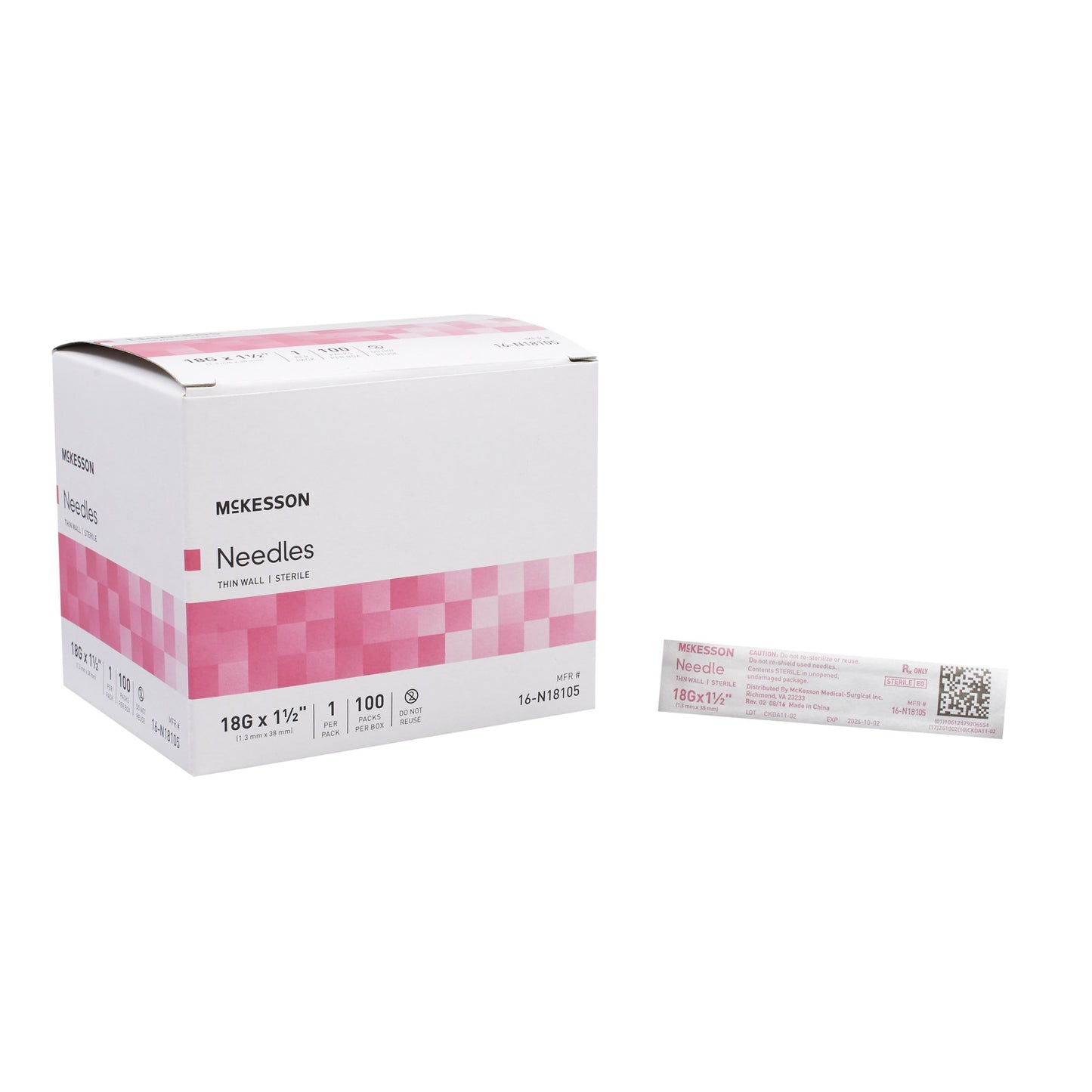 McKesson Hypodermic Needle, 18 Gauge, 1-1/2 Inch