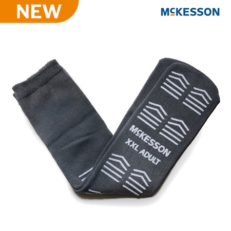 McKesson 16-XXL-SCE3 Slipper Socks Unisex Adult 2X-Large Double Tread Single Patient Use Gray