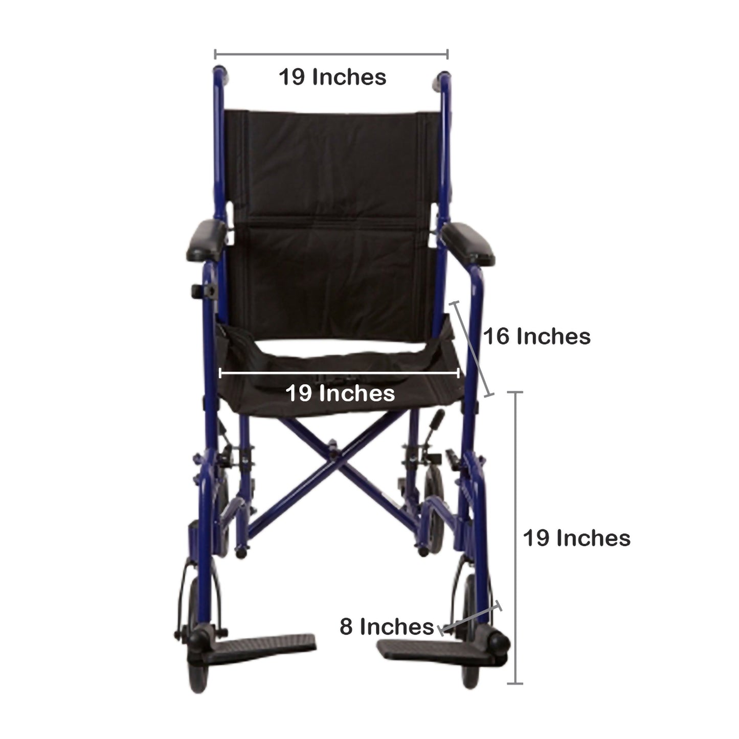 McKesson Lightweight Transport Chair, Black with Blue Finish