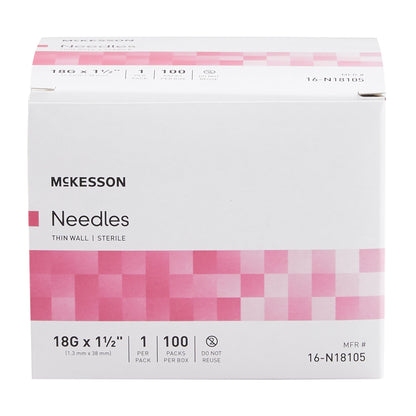 McKesson Hypodermic Needle, 18 Gauge, 1-1/2 Inch