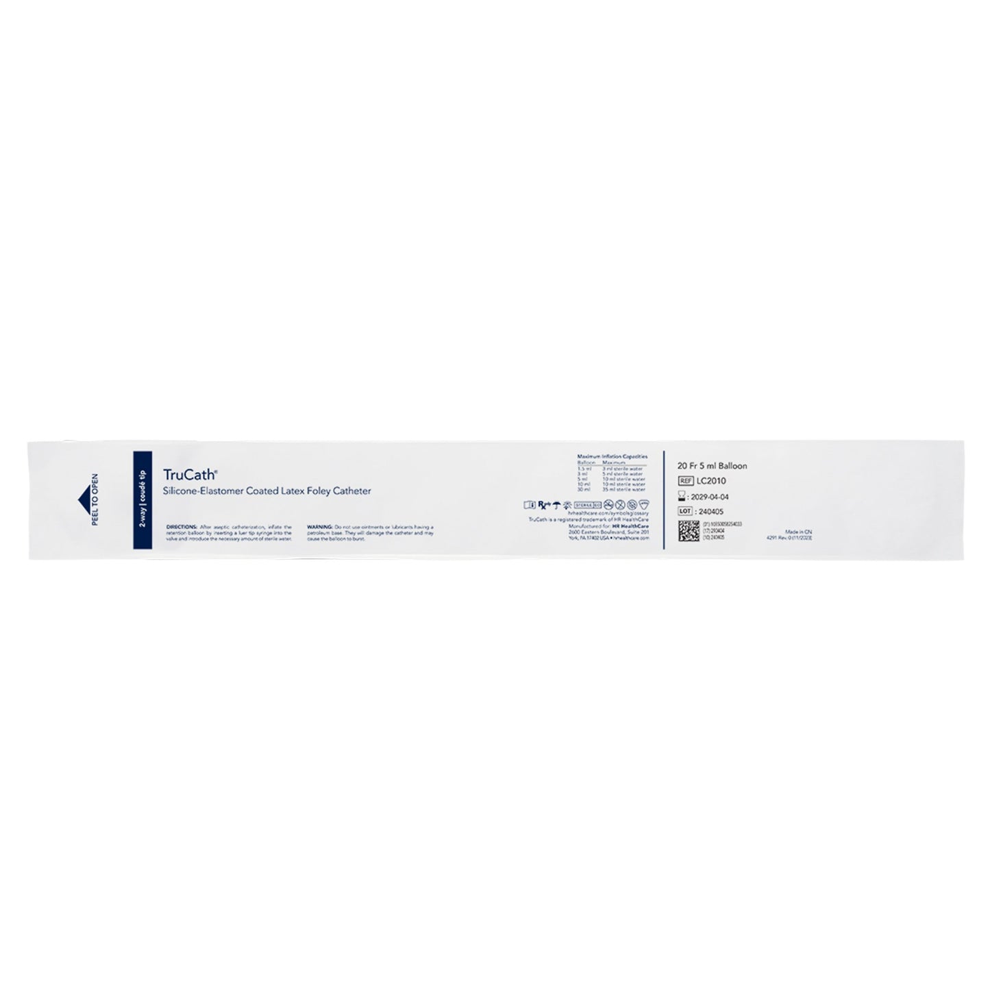Foley Catheter TruCath® 2-Way Coude Tip 5 mL Balloon 20 Fr. Silicone Elastomer Coated Latex
