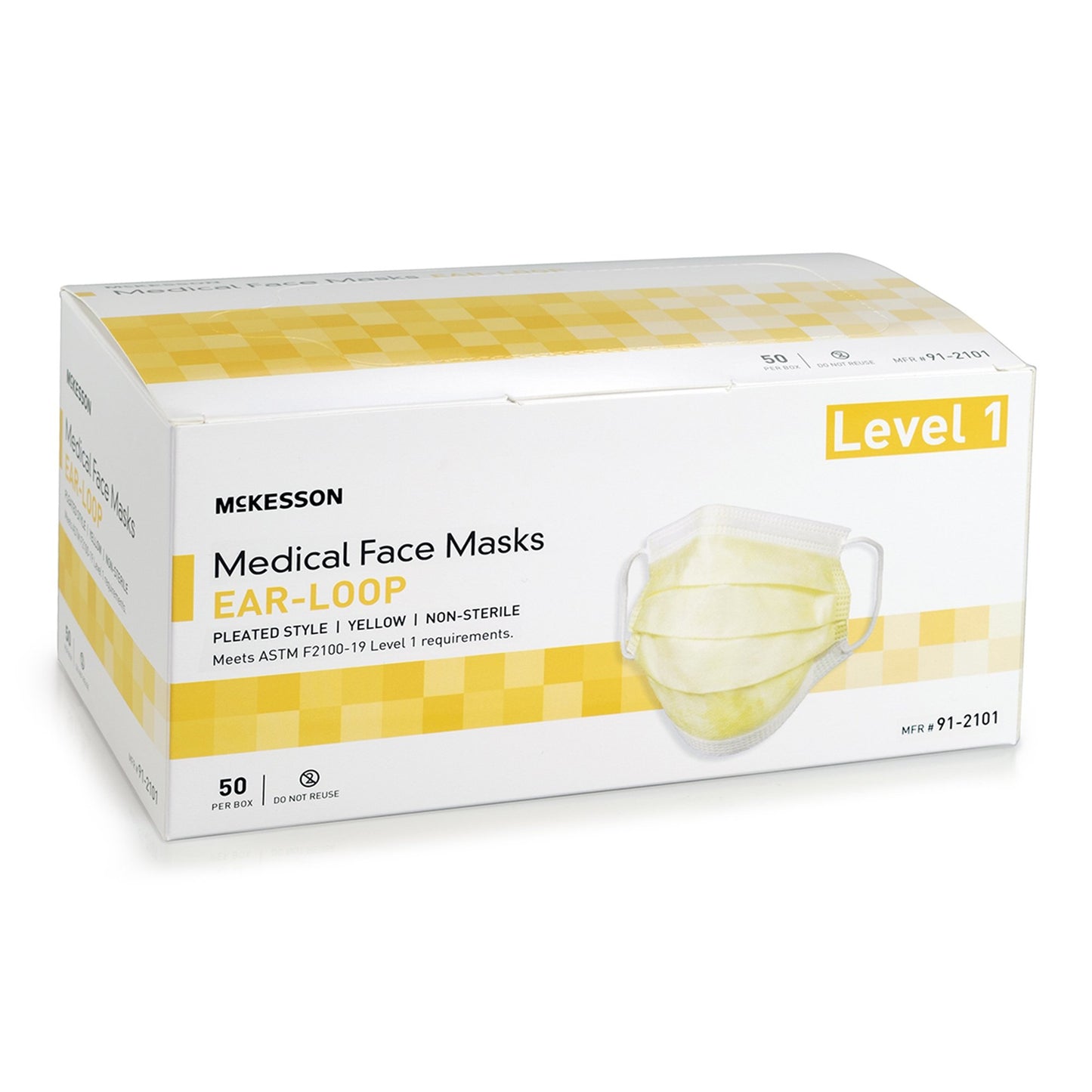 McKesson ASTM Level 1 Medical Face Masks, Yellow