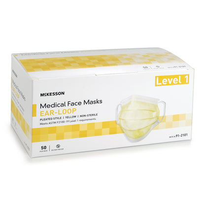 McKesson ASTM Level 1 Medical Face Masks, Yellow