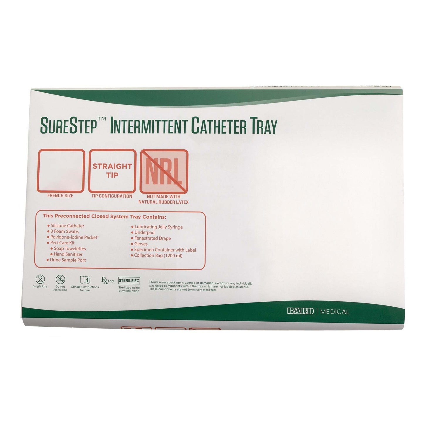 Intermittent Catheter Tray Surestep™ Straight Tip 16 Fr Silicone