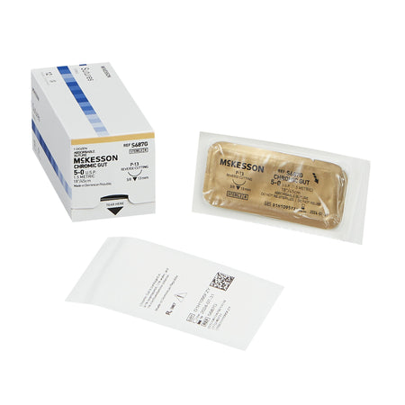 McKesson 1034498 Chromic Gut Absorbable Suture with Needle, P-13 Precision Reverse Cutting