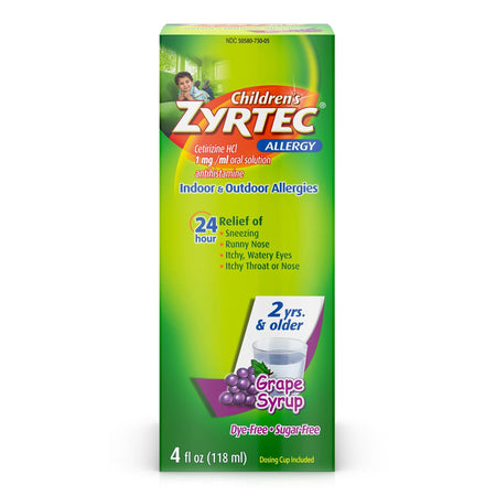 J & J Sales 50580073005 Zyrtec Children's 24 Hour Allergy Syrup, Grape