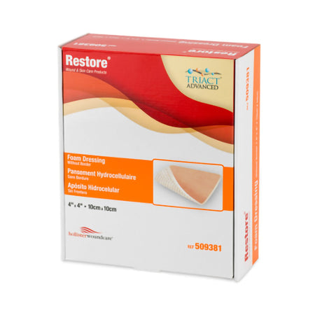 Urgo Medical 509381 Restore Nonadhesive without Border Foam Dressing, 4 x 4 Inch