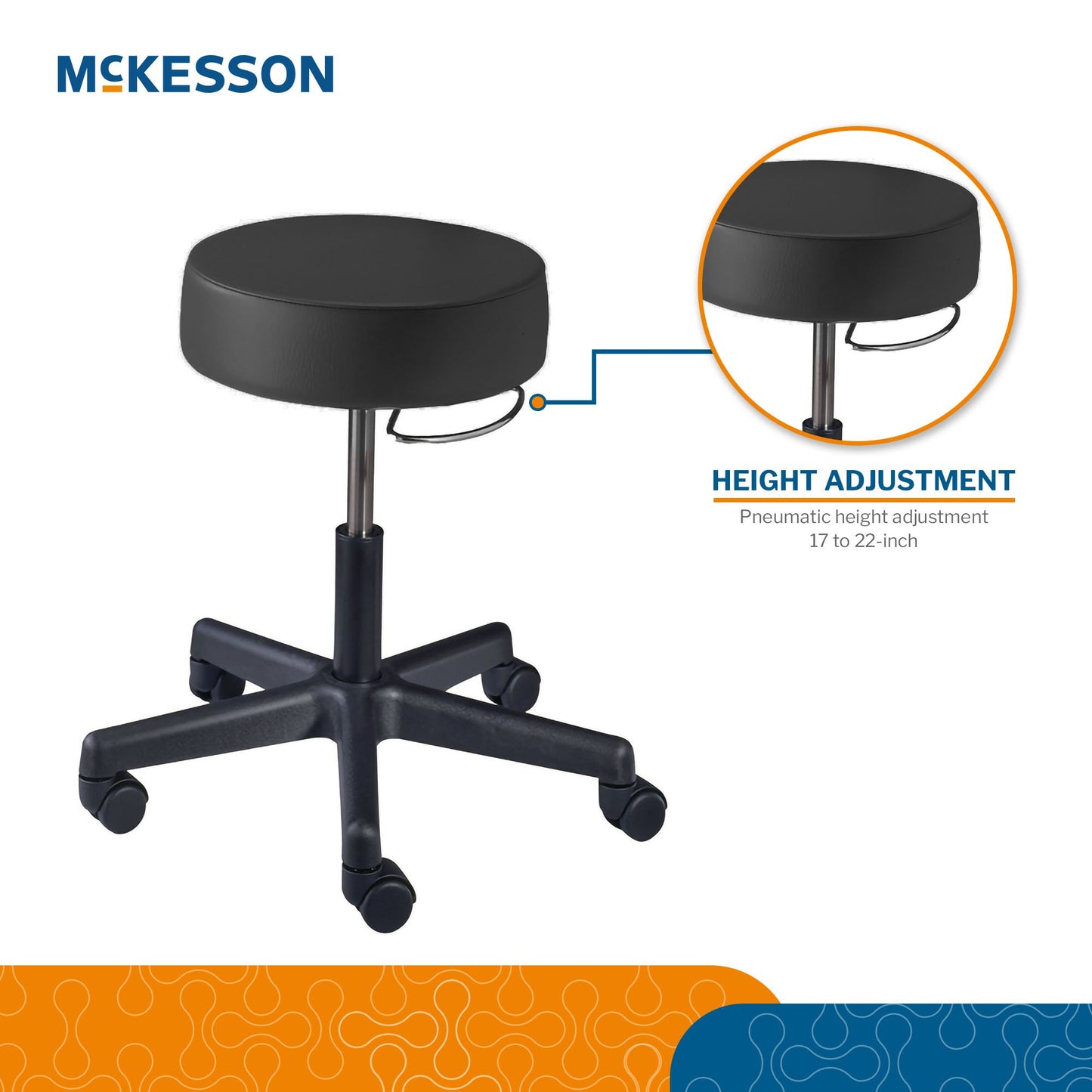 McKesson Round Pneumatic Exam Stool, Black