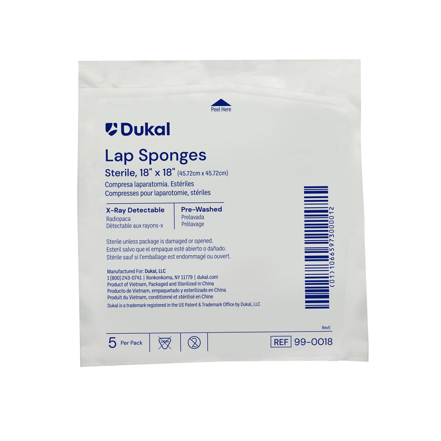 Dukal X-Ray Detectable Surgical Laparotomy Sponge, 18 x 18 Inch