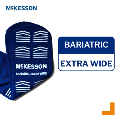 Slipper Socks McKesson Unisex Adult Bariatric / X-Wide Double Tread Single Patient Use Royal Blue