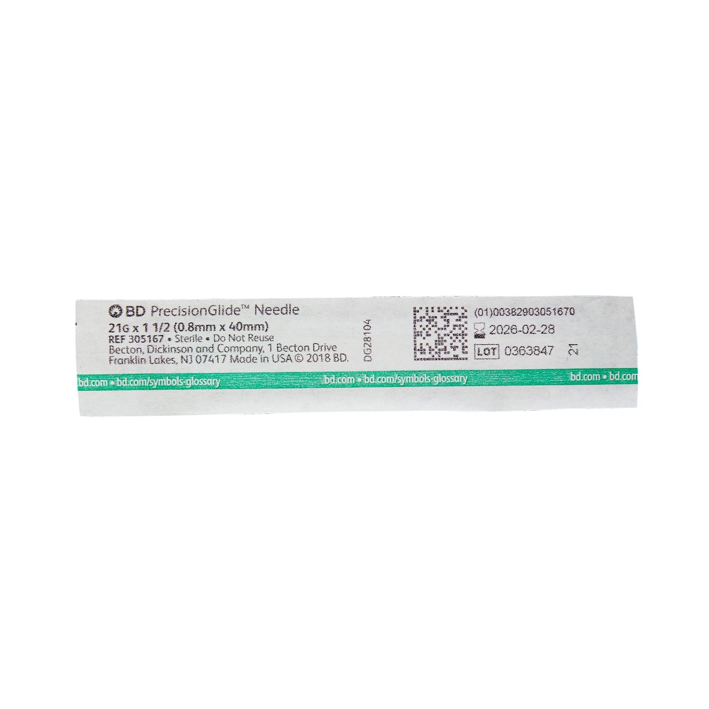 BD 305167 PrecisionGlide™ Hypodermic Needle, 21 Gauge, 1.5 Inch Length