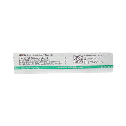 BD 305167 PrecisionGlide™ Hypodermic Needle, 21 Gauge, 1.5 Inch Length