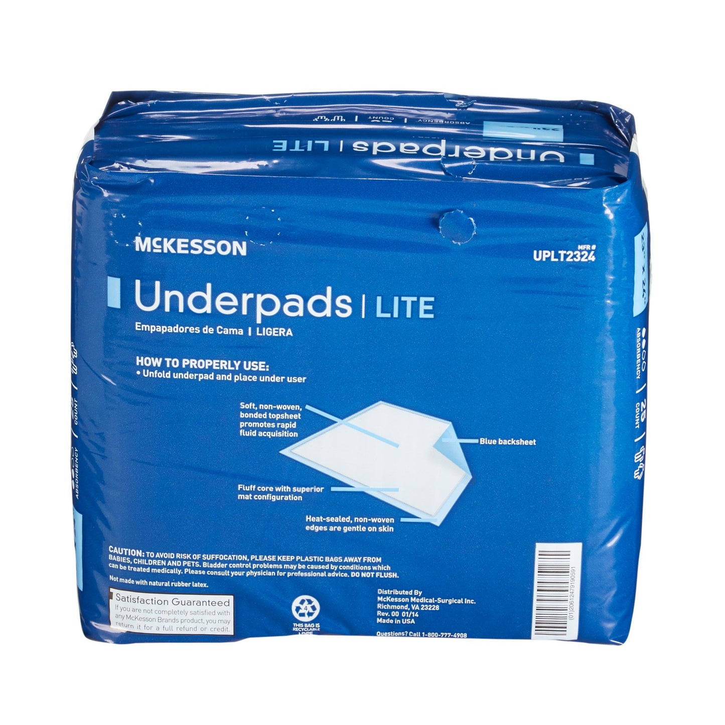 McKesson Classic Plus Light Absorbency Underpads, 23 x 24 Inch