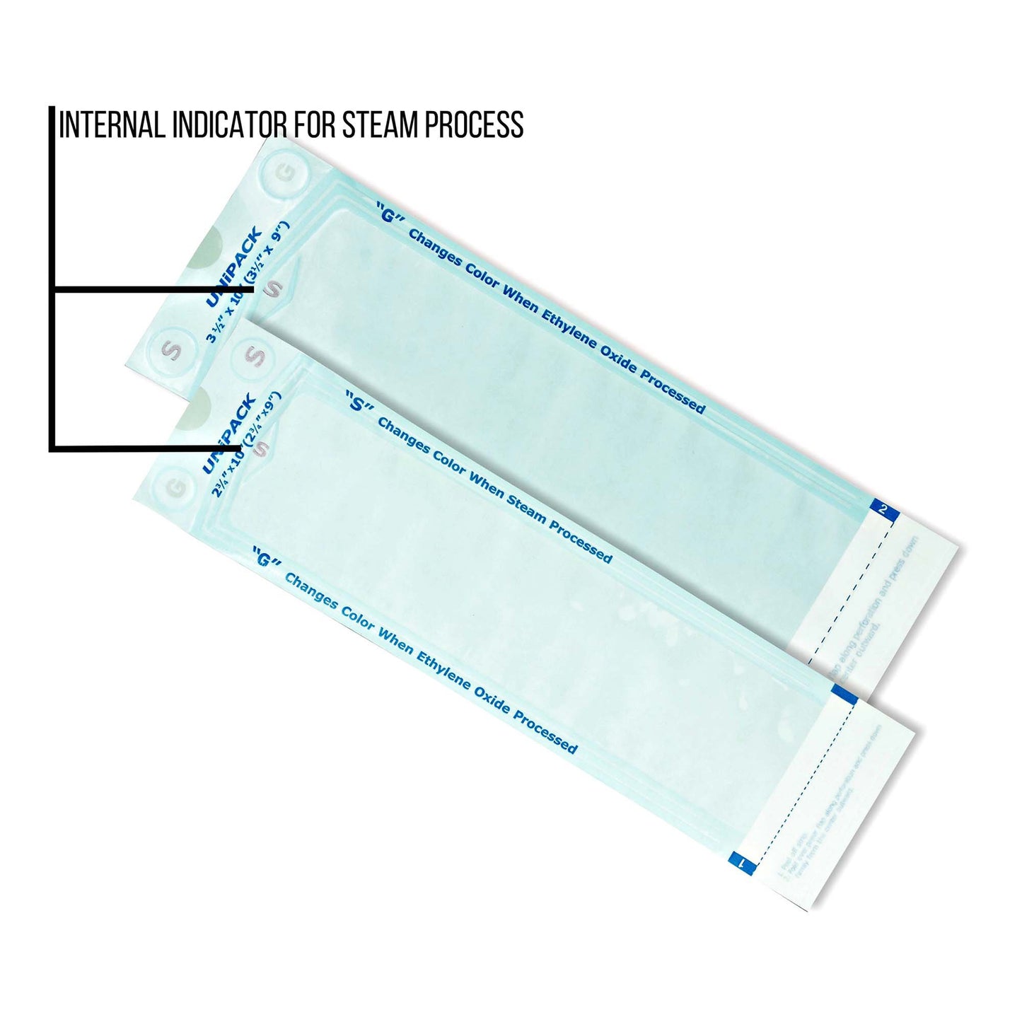 Sterilization Pouch UniPack Ethylene Oxide (EO) Gas / Steam 10 X 15 Inch Self Seal Paper / Film