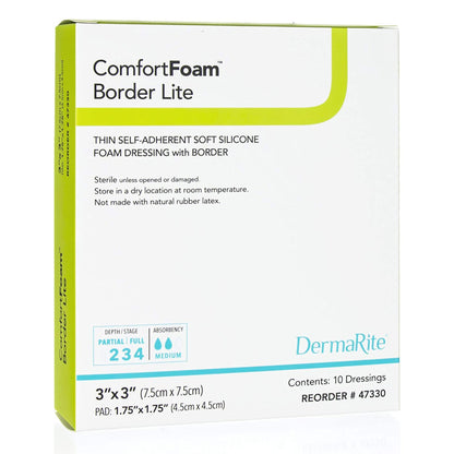 ComfortFoam™ Border Lite Thin Bordered Foam Wound Dressing, 3 x 3 Inch