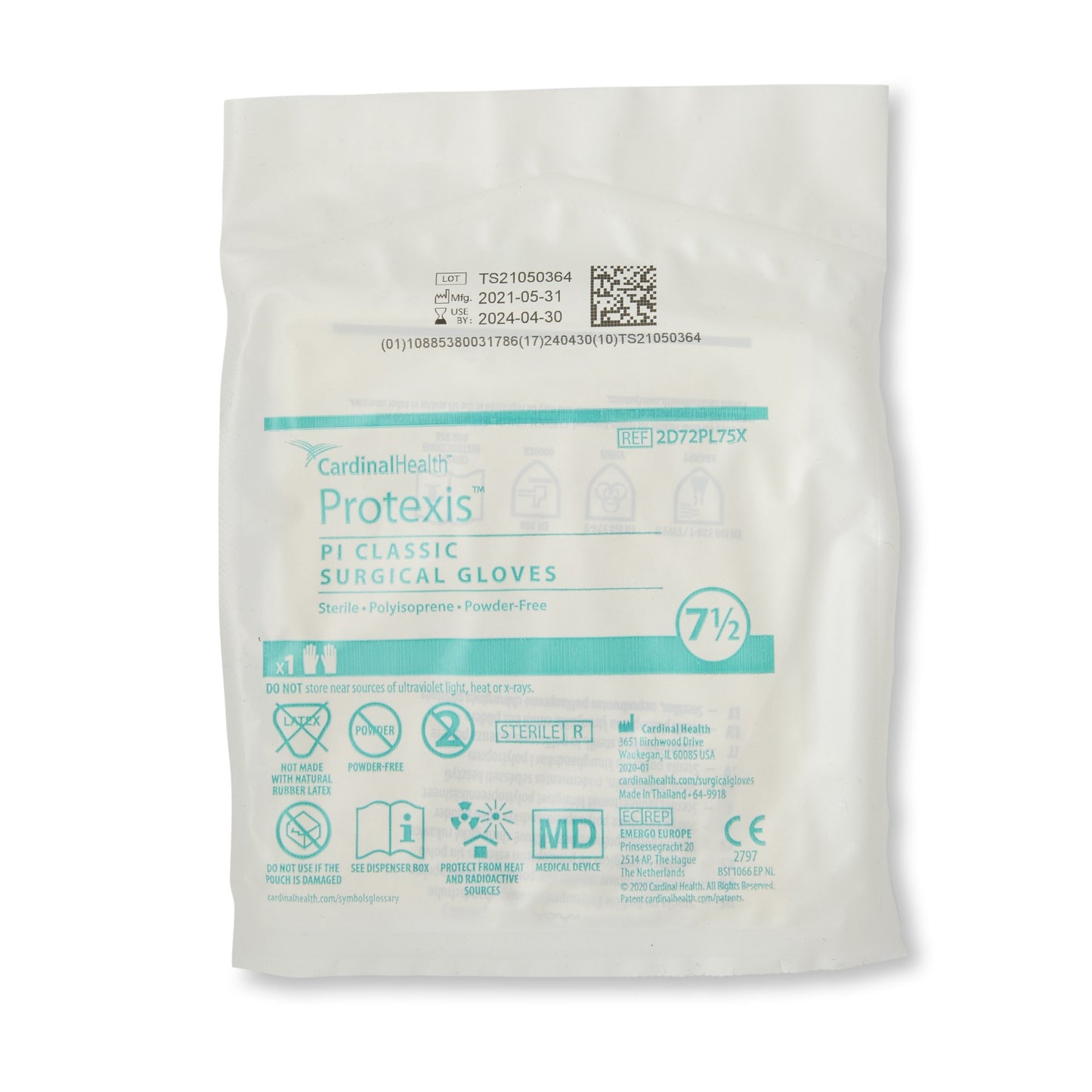 Cardinal 2D72PL75X Protexis™ PI Classic Polyisoprene Surgical Glove, Size 7.5, Ivory
