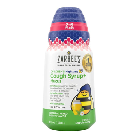 J & J Sales 30045066404 Zarbee's Children's Nighttime Cough Syrup + Mucus, Mixed Berry Flavor