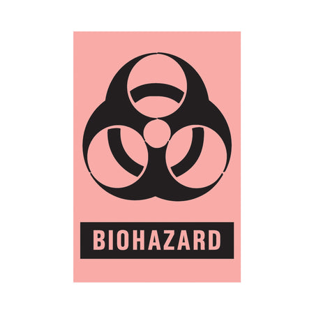 Timemed Pre-Printed Label, Biohazard, 2 x 3 Inch