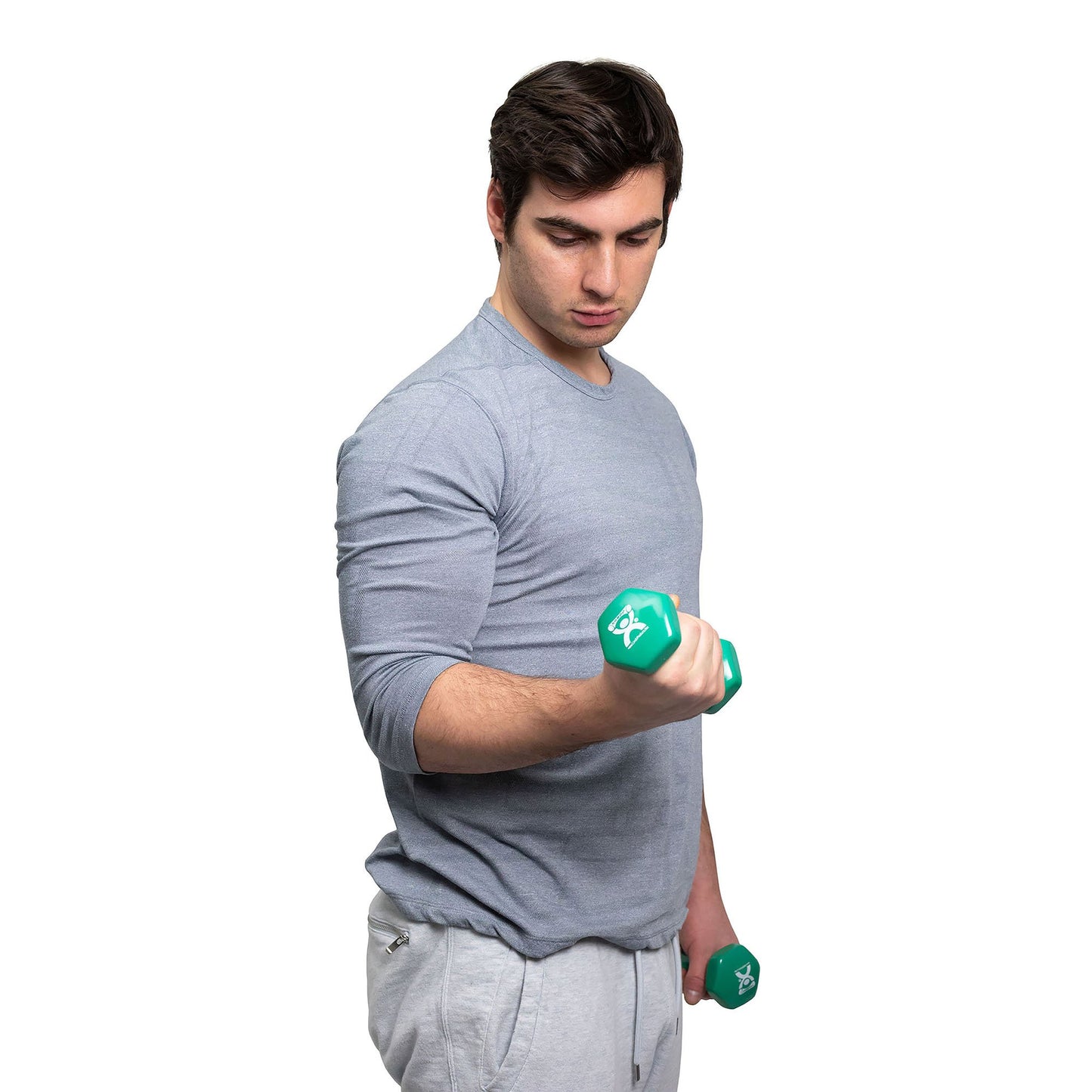 CanDo® Vinyl Coated Dumbbell, Green, 3 lbs.