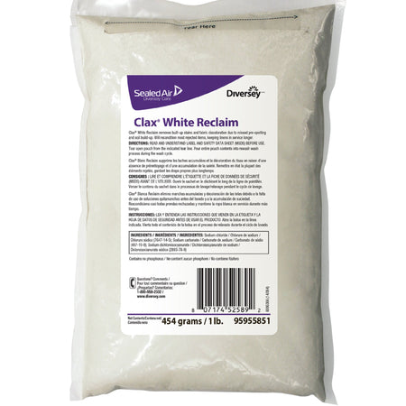 Laundry Stain Remover Diversey™ Clax® White Reclaim 1 lb. Bag Powder Chlorine Scent