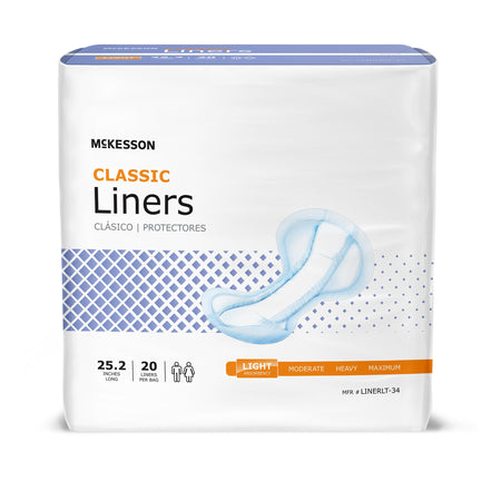 McKesson LINERLT-34 Classic Incontinence Liner, One Size Fits Most, 25-1/5 Inch Length