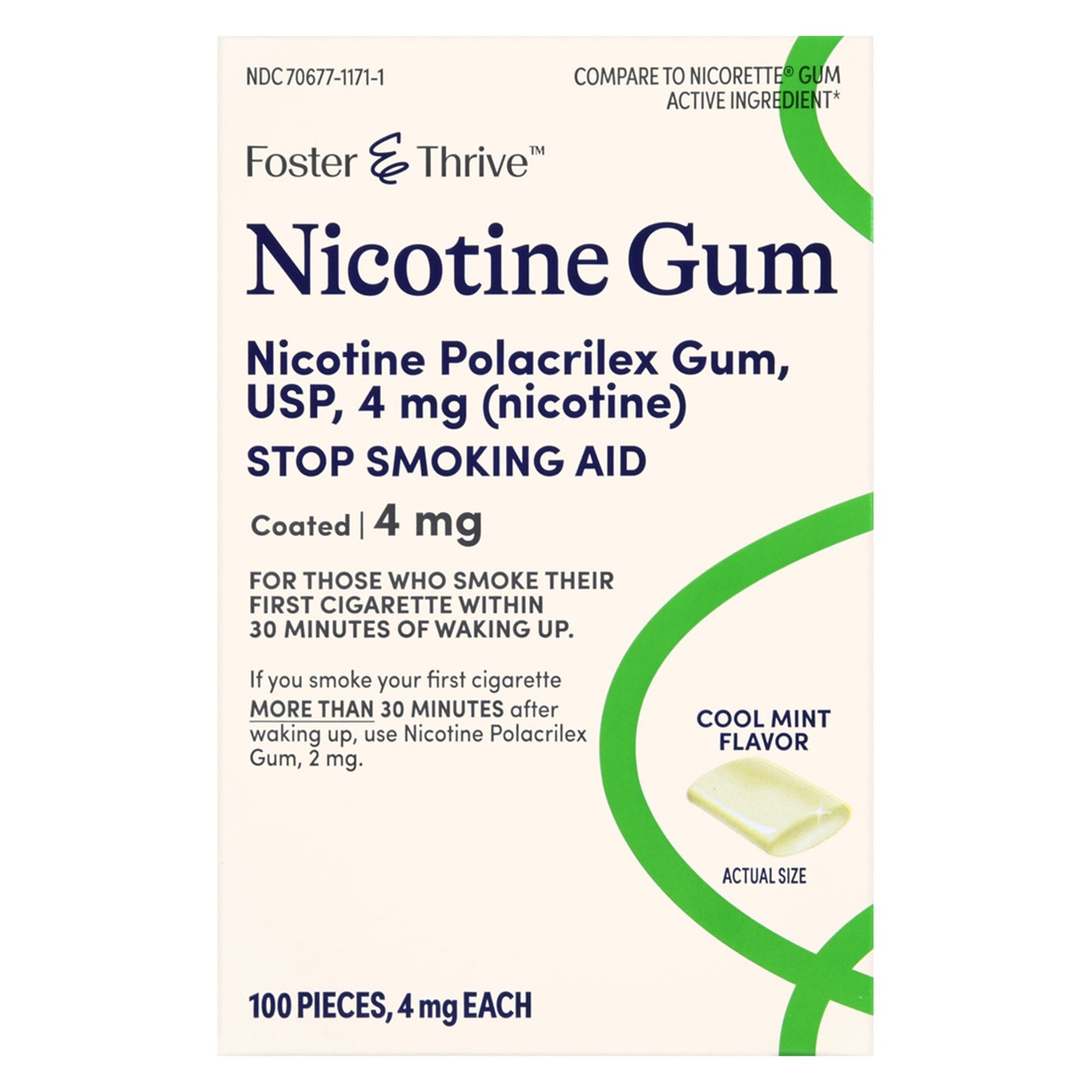 Foster & Thrive™ Nicotine Polacrilex 4 mg (Nicotine) Gum, Cool Mint Flavor
