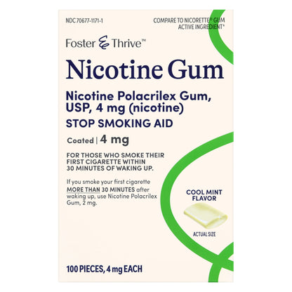 Foster & Thrive™ Nicotine Polacrilex 4 mg (Nicotine) Gum, Cool Mint Flavor