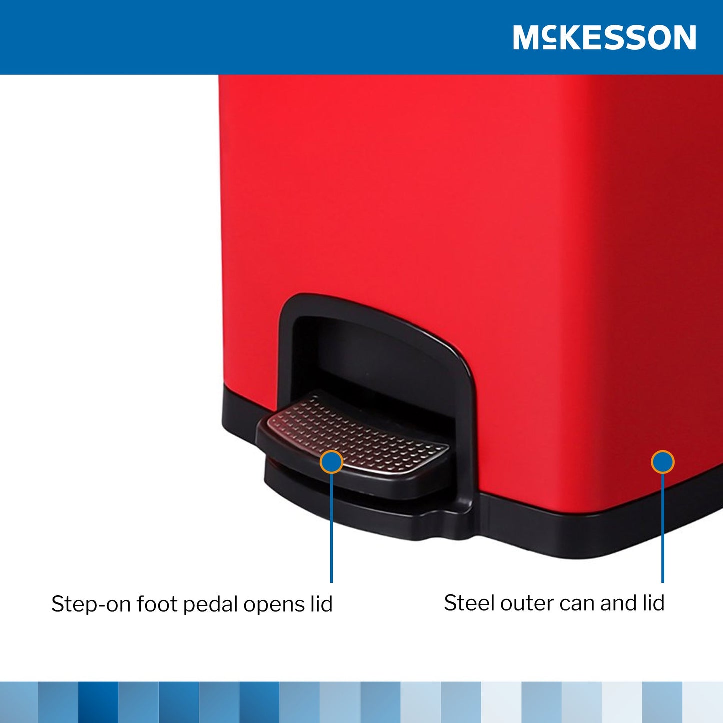 Trash Can McKesson 20 Quart / 5 gal. Red Metal Square
