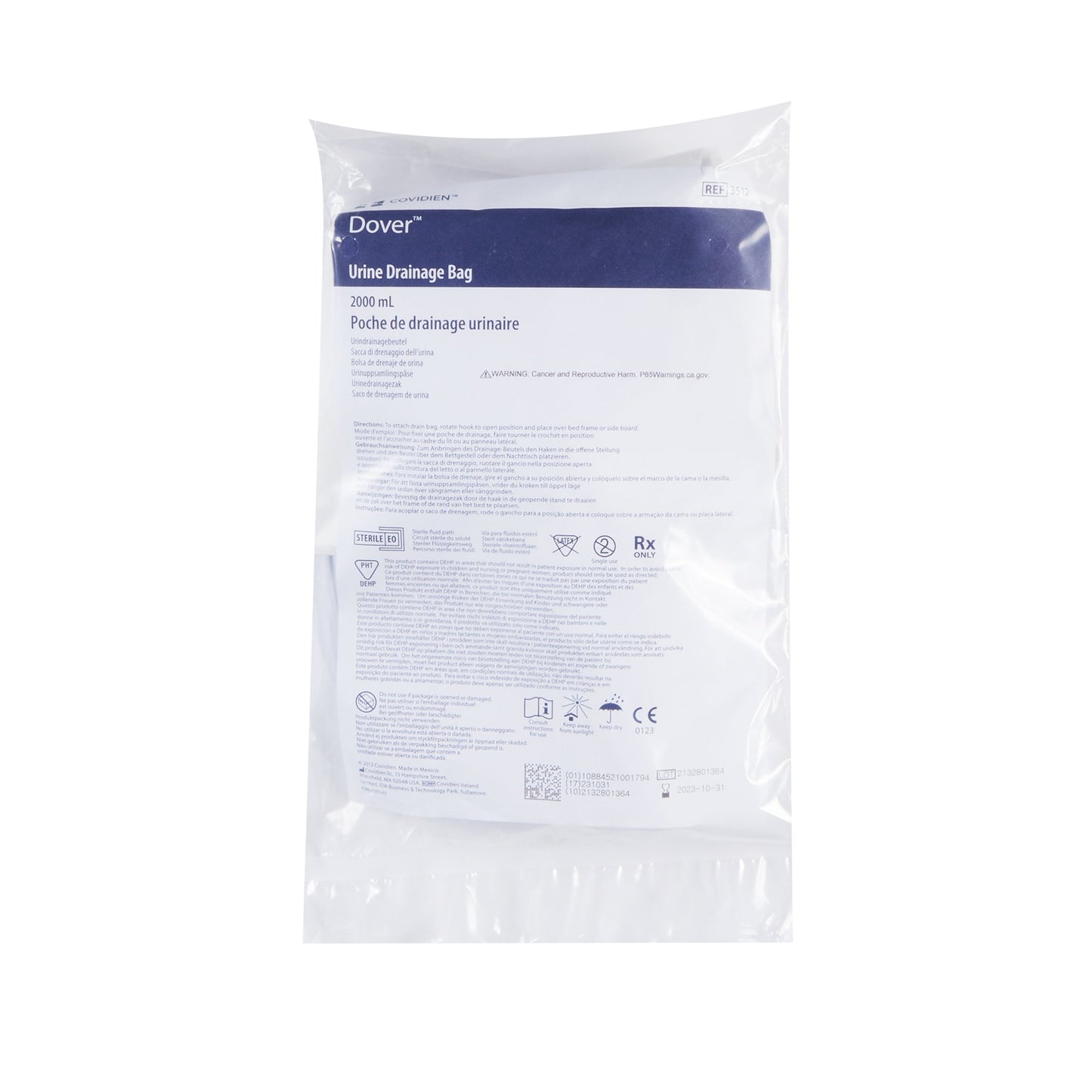 Dover™ Urinary Drainage Bag, 40 inch Tubing