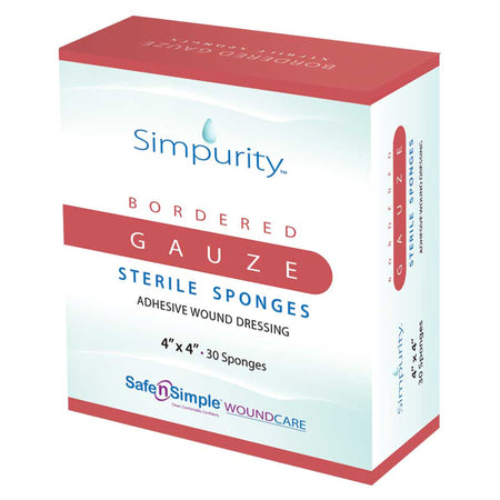 Safe N Simple SNS52316 Simpurity Bordered Gauze Island Dressing, 4 x 4 Inch