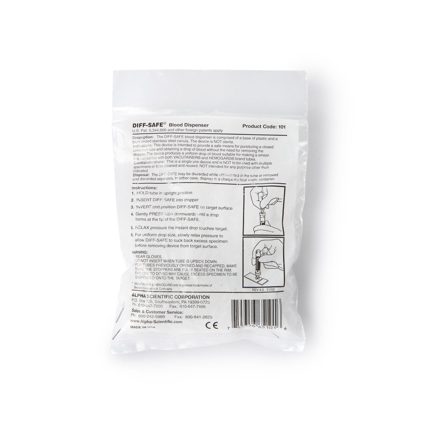 Diff-Safe® Blood Dispenser for Blood Smears