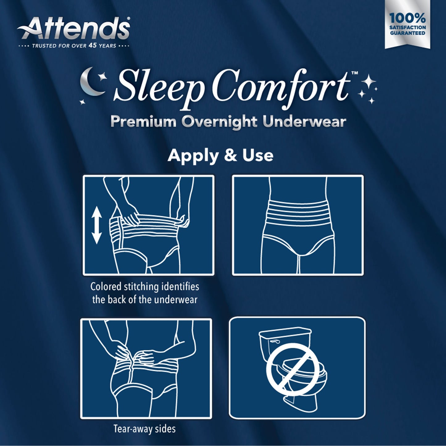 Attends® Sleep Comfort Premium Overnight Underwear, Large, 44 – 58 Inches