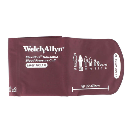 Welch Allyn 662641 FlexiPort Reusable Blood Pressure Cuff, No Tube/Connector, Size 12