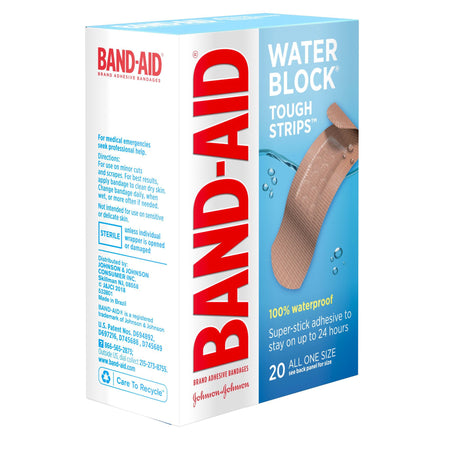 Johnson & Johnson 38137004833 Band-Aid Water Block Tough Strips Waterproof Adhesive Strip