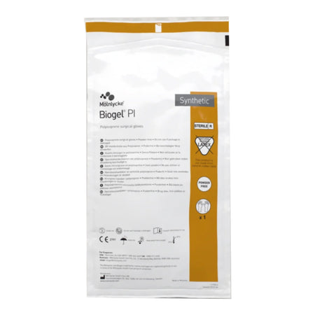Molnlycke 40875 Biogel PI Polyisoprene Surgical Glove, Size 7.5, Straw Color