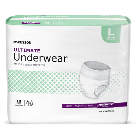 McKesson UW33852 Ultimate Heavy Absorbency Incontinence Underwear, Large