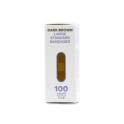 Tru-Colour Skin Tone Shade Fabric Bandage Adhesive Strip, Dark Brown, 1 x 3 Inch